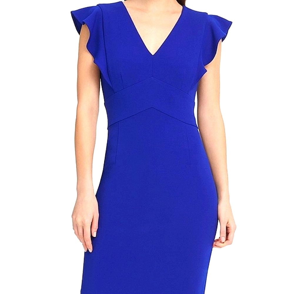 Eliza J. Royal Blue Flutter Sleeve Women's Sheath Dress SIZE: 2